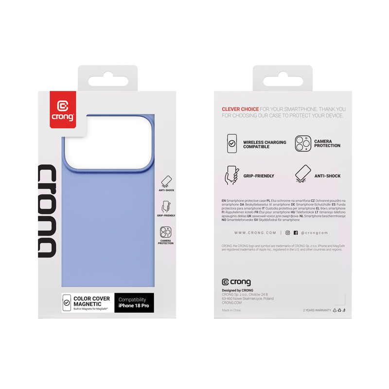 coque iphone 18 pro color cover magnetic crong bleu