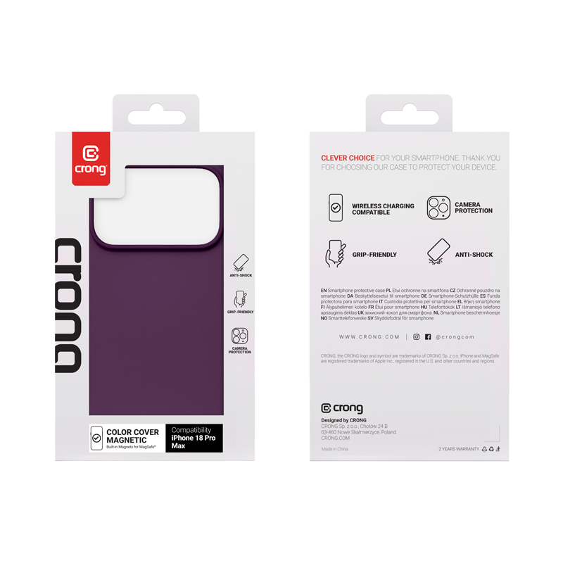 coque iphone 18 pro max color cover magnetic crong prune