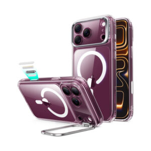 coque classic hybrid kickstand magsafe pour iphone 18 pro esr transparent