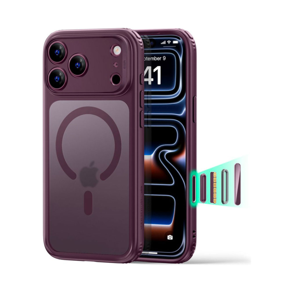 coque classic hybrid magsafe pour iphone 18 pro esr prune givré
