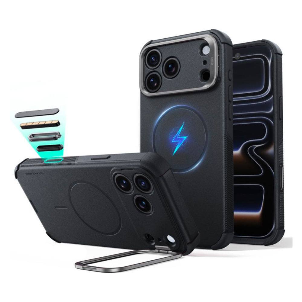 coque cyber tough kickstand magsafe pour iphone 18 pro esr noir