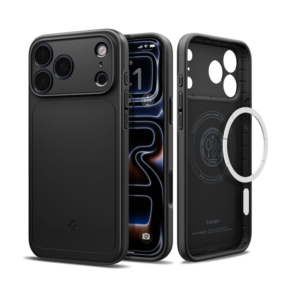 coque thin fit mag magsafe pour iphone 18 pro max spigen noir