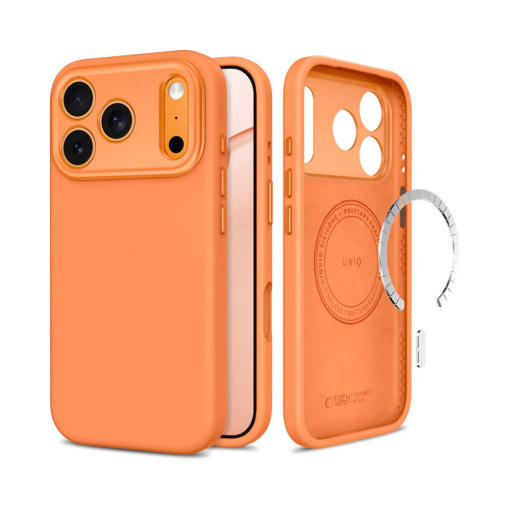 coque uniq magsafe cc pour iphone 18 pro tech protect orange cosmique