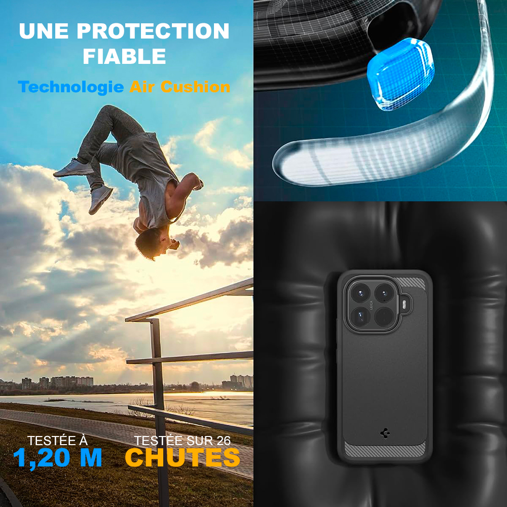 Coque Rugged Armor Spigen pour Xiaomi 15T Pro noir mat — visuel 3