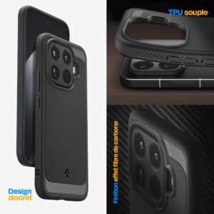Coque Rugged Armor Spigen pour Xiaomi 15T Pro noir mat — visuel 4