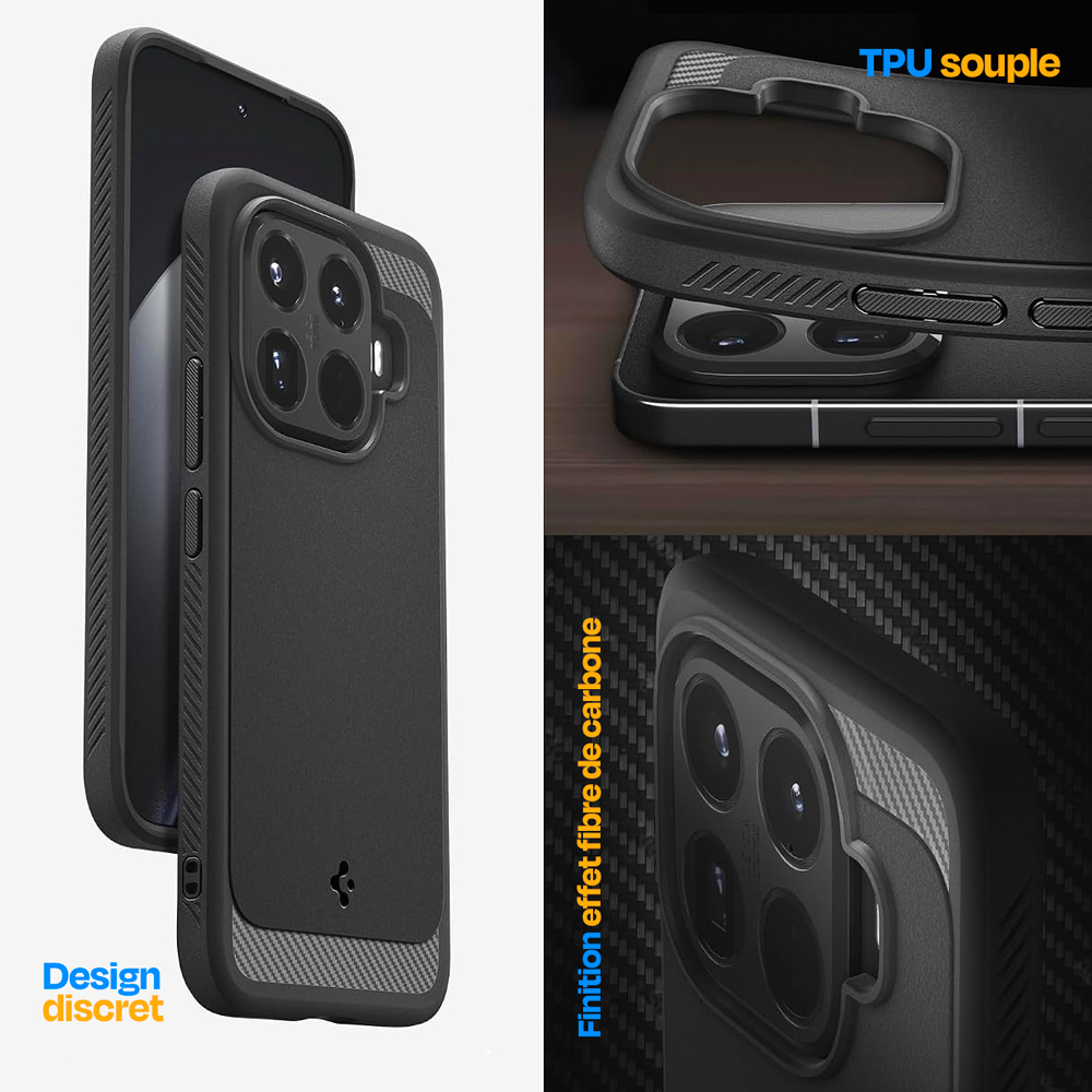 Coque Rugged Armor Spigen pour Xiaomi 15T Pro noir mat — visuel 4