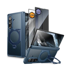 coque samsung galaxy z fold 8 ultra ub aero magsafe aramide supcase bleu + 2 verres