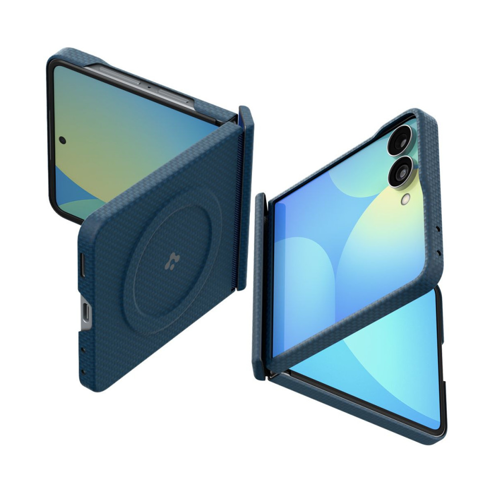 coque samsung galaxy z flip 8 airskin aramid magsafe spigen bleu marine