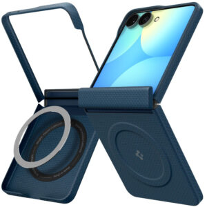 coque samsung galaxy z flip 8 airskin aramid magsafe spigen bleu marine