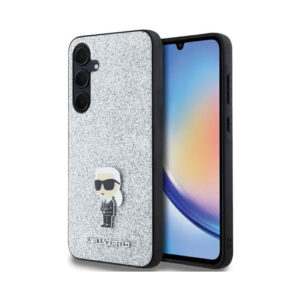 Coque Galaxy A35 5G Karl Lagerfeld Fixed Glitter Ikonik Logo Metal Pin - Samsung argentée