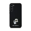 Coque Galaxy A35 5G Karl Lagerfeld Silicone Karl & Choupette Metal Pin noire