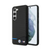 Coque Galaxy S23+ BMW Leather Carbon Blue Line noire