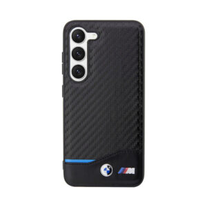 Coque Galaxy S23+ BMW Leather Carbon Blue Line noire — visuel 3
