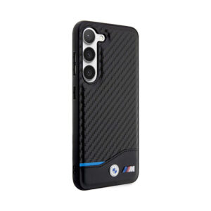 Coque Galaxy S23+ BMW Leather Carbon Blue Line noire — visuel 4