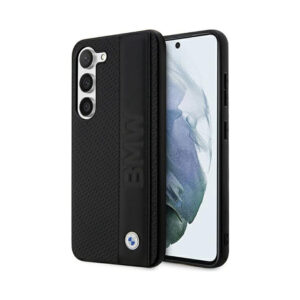 Coque Galaxy S23+ BMW Leather Textured & Stripe noire