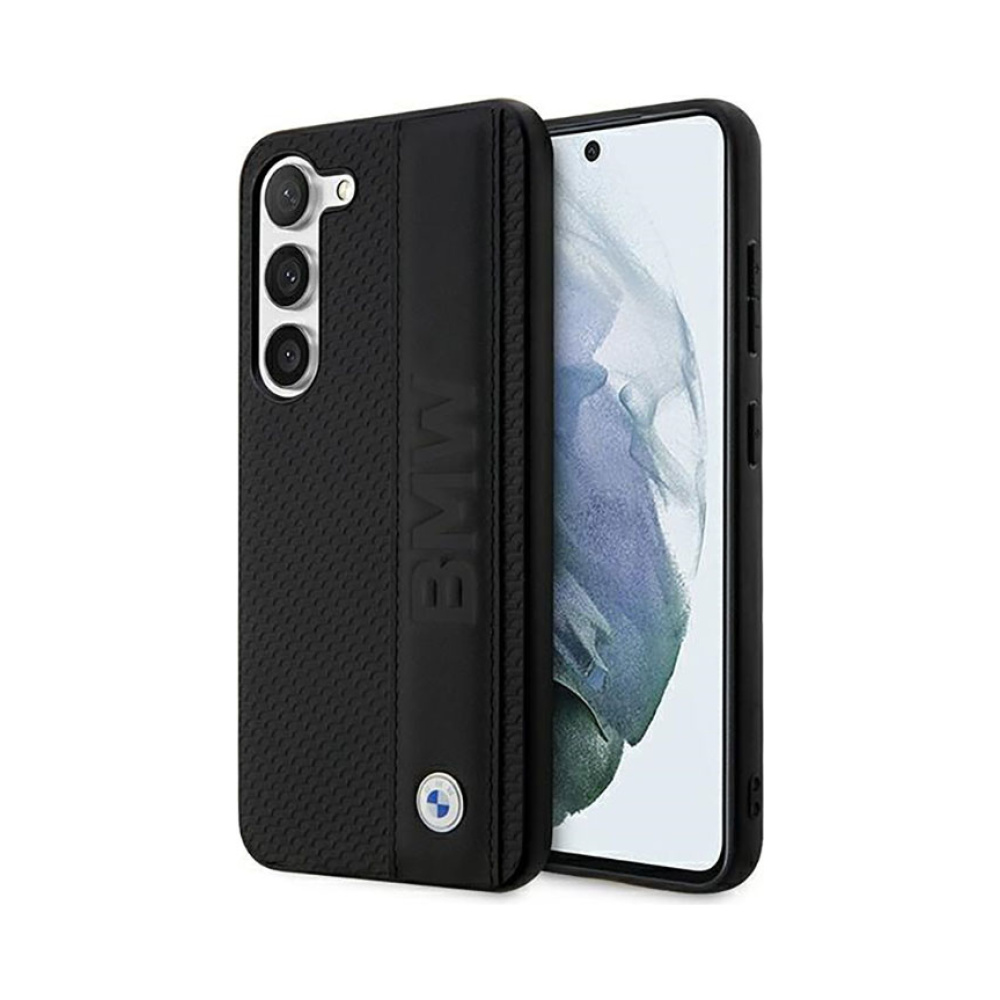 Coque Galaxy S23+ BMW Leather Textured & Stripe noire