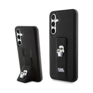 Coque Galaxy S23 FE Karl Lagerfeld Gripstand Saffiano Karl & Choupette Pins - Samsung noire