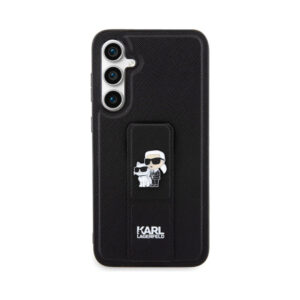 Coque Galaxy S23 FE Karl Lagerfeld Gripstand Saffiano Karl & Choupette Pins - Samsung noire — visuel 3