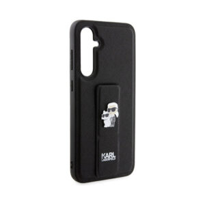 Coque Galaxy S23 FE Karl Lagerfeld Gripstand Saffiano Karl & Choupette Pins - Samsung noire — visuel 4