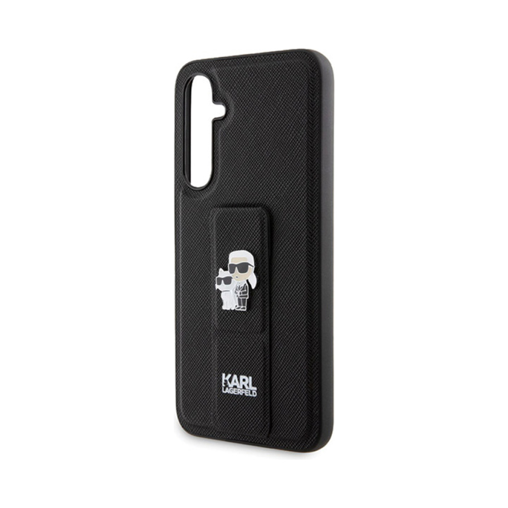 Coque Galaxy S23 FE Karl Lagerfeld Gripstand Saffiano Karl & Choupette Pins - Samsung noire — visuel 5