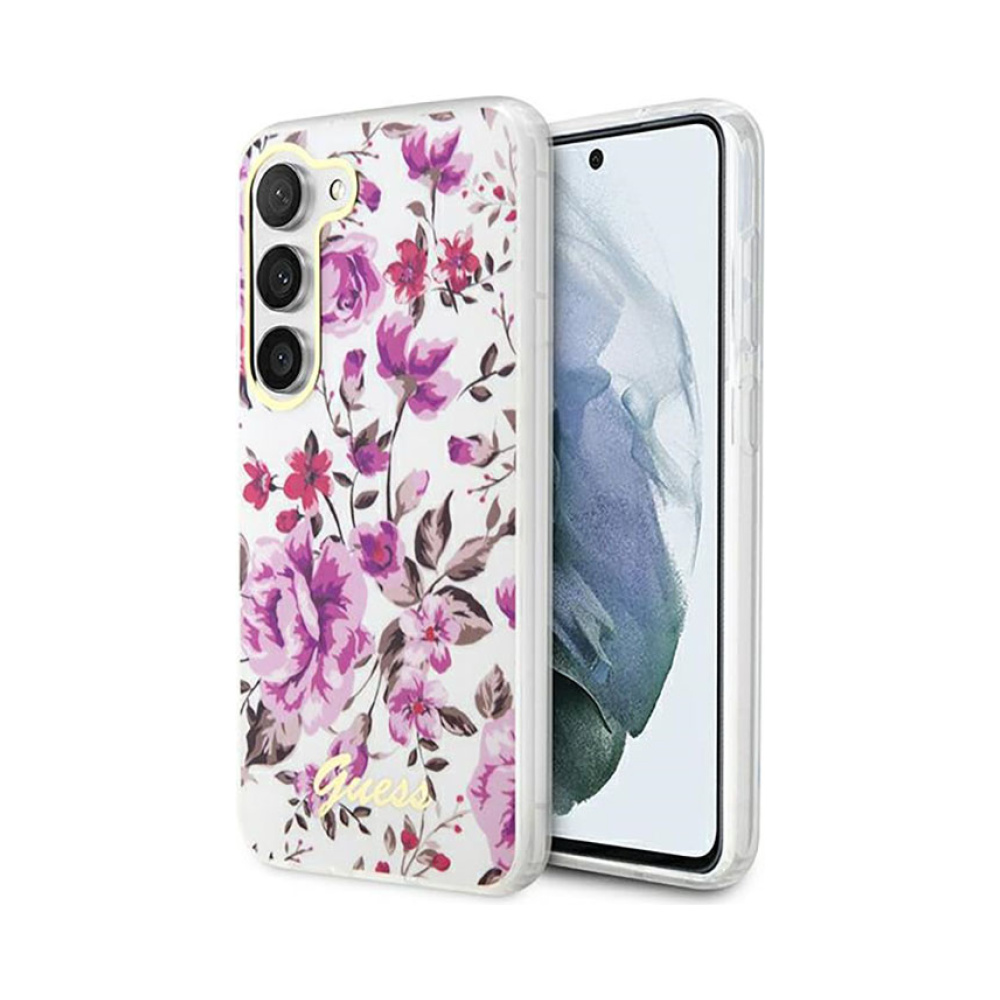 Coque Galaxy S23+ Guess Flower Collection blanche