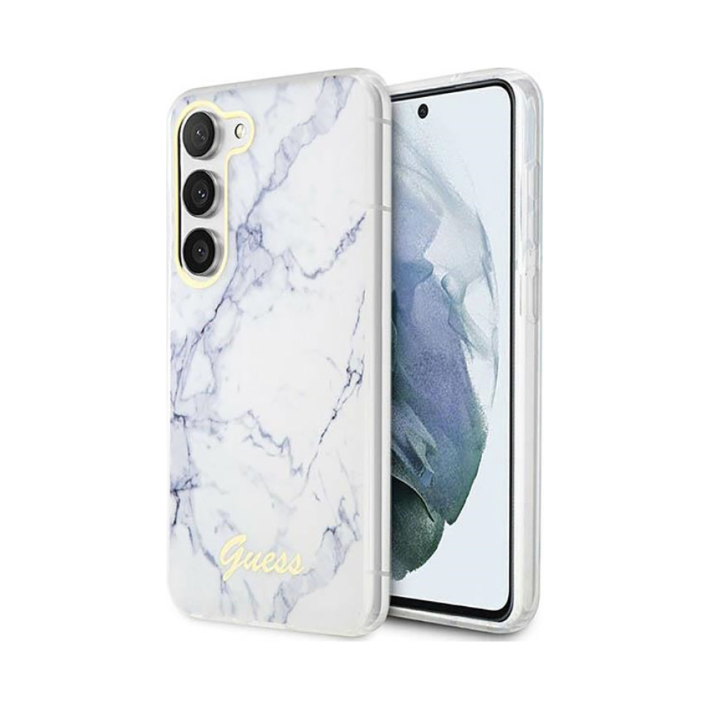 Coque Galaxy S23+ Guess Marble Collection blanche