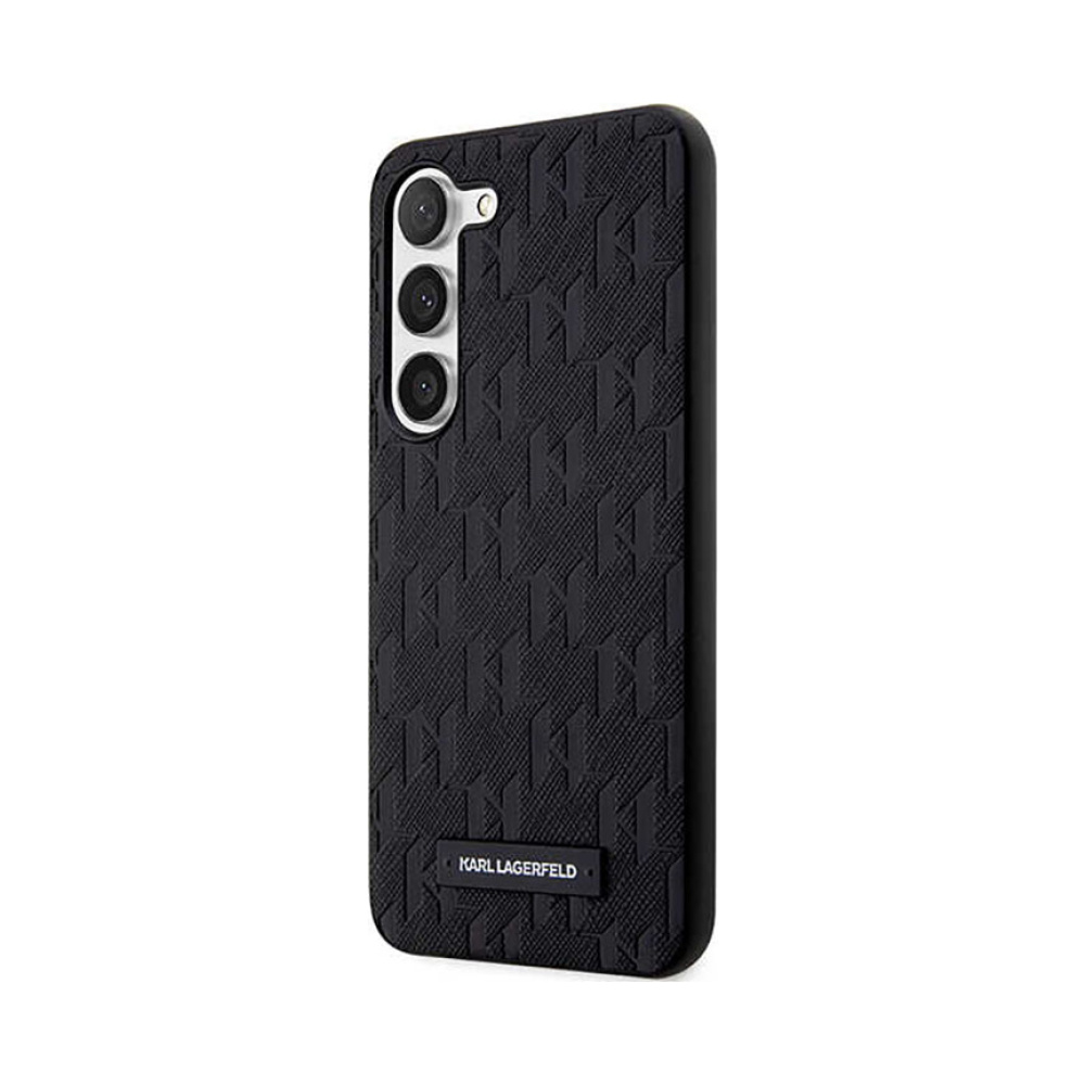 Coque Galaxy S23 Karl Lagerfeld Saffiano Monogram Metal Logo noire — visuel 2