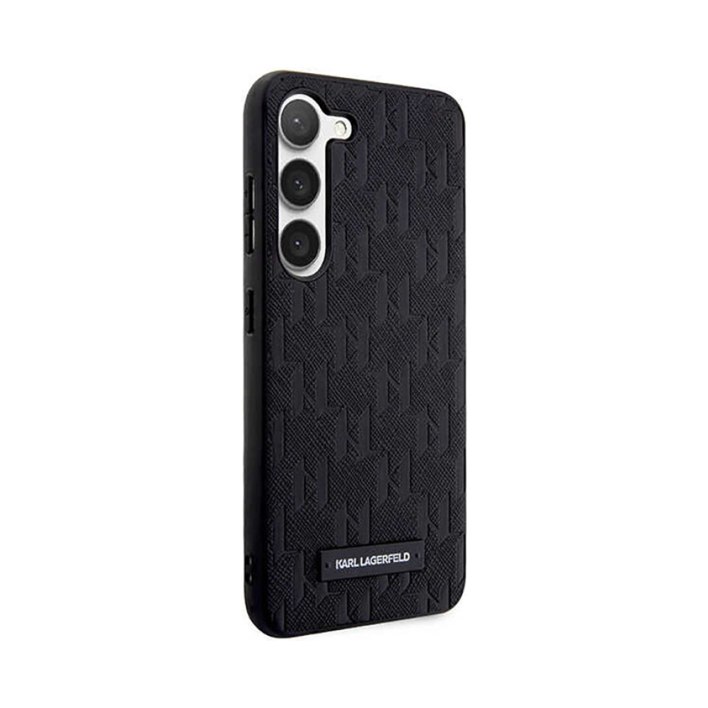 Coque Galaxy S23+ Karl Lagerfeld Saffiano Monogram Metal Logo noire — visuel 4