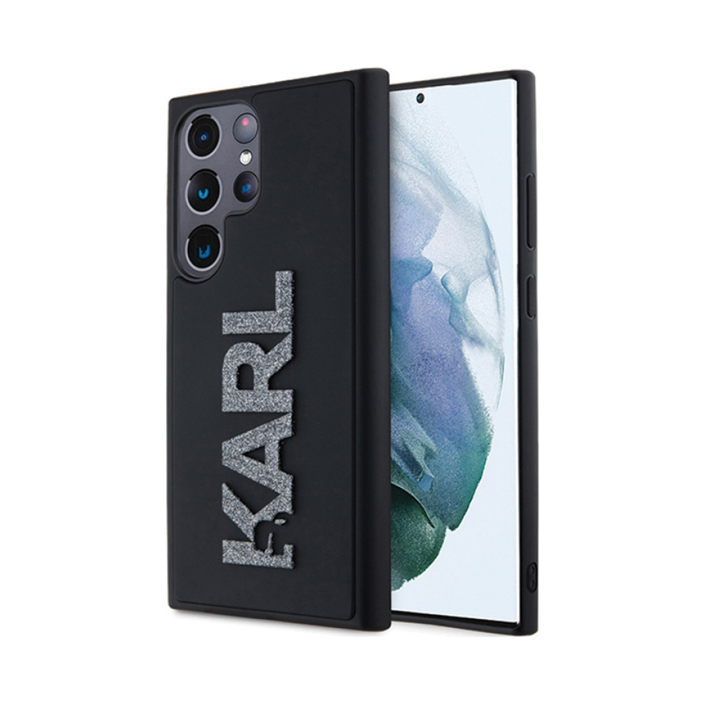 Coque Galaxy S23 Ultra Karl Lagerfeld 3D Rubber Glitter Logo - Samsung noire