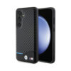 Coque Galaxy S24 BMW Leather Carbon Blue Line noire