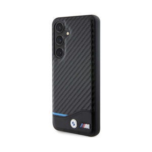 Coque Galaxy S24 BMW Leather Carbon Blue Line noire — visuel 2
