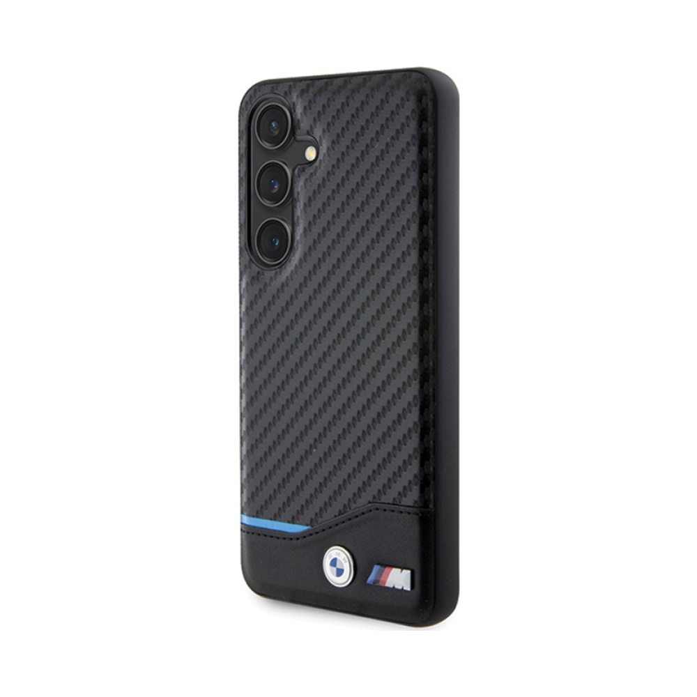 Coque Galaxy S24 BMW Leather Carbon Blue Line noire — visuel 2