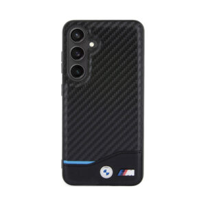 Coque Galaxy S24 BMW Leather Carbon Blue Line noire — visuel 3