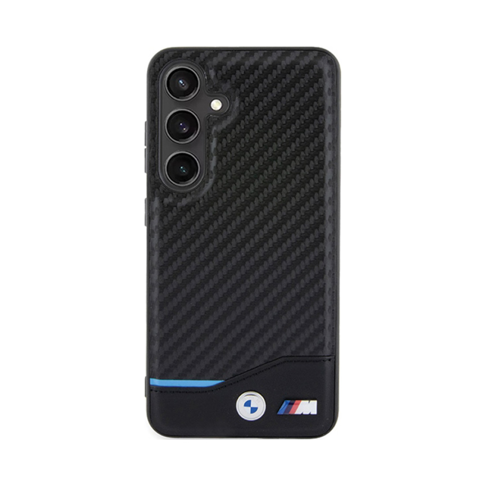 Coque Galaxy S24 BMW Leather Carbon Blue Line noire — visuel 3