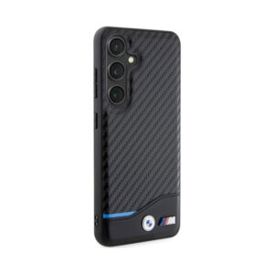 Coque Galaxy S24 BMW Leather Carbon Blue Line noire — visuel 4