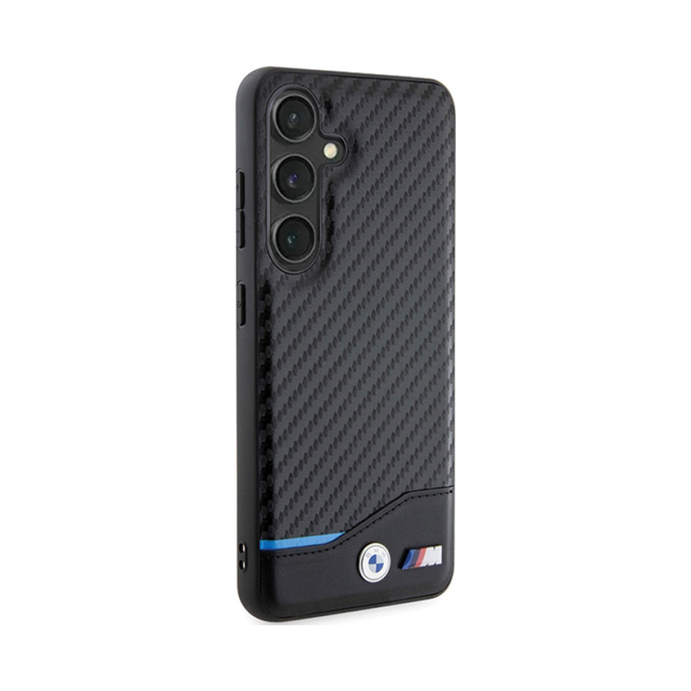 Coque Galaxy S24 BMW Leather Carbon Blue Line noire — visuel 4