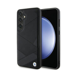 Coque Galaxy S24+ BMW Signature Leather Crossing Lines Pattern noire