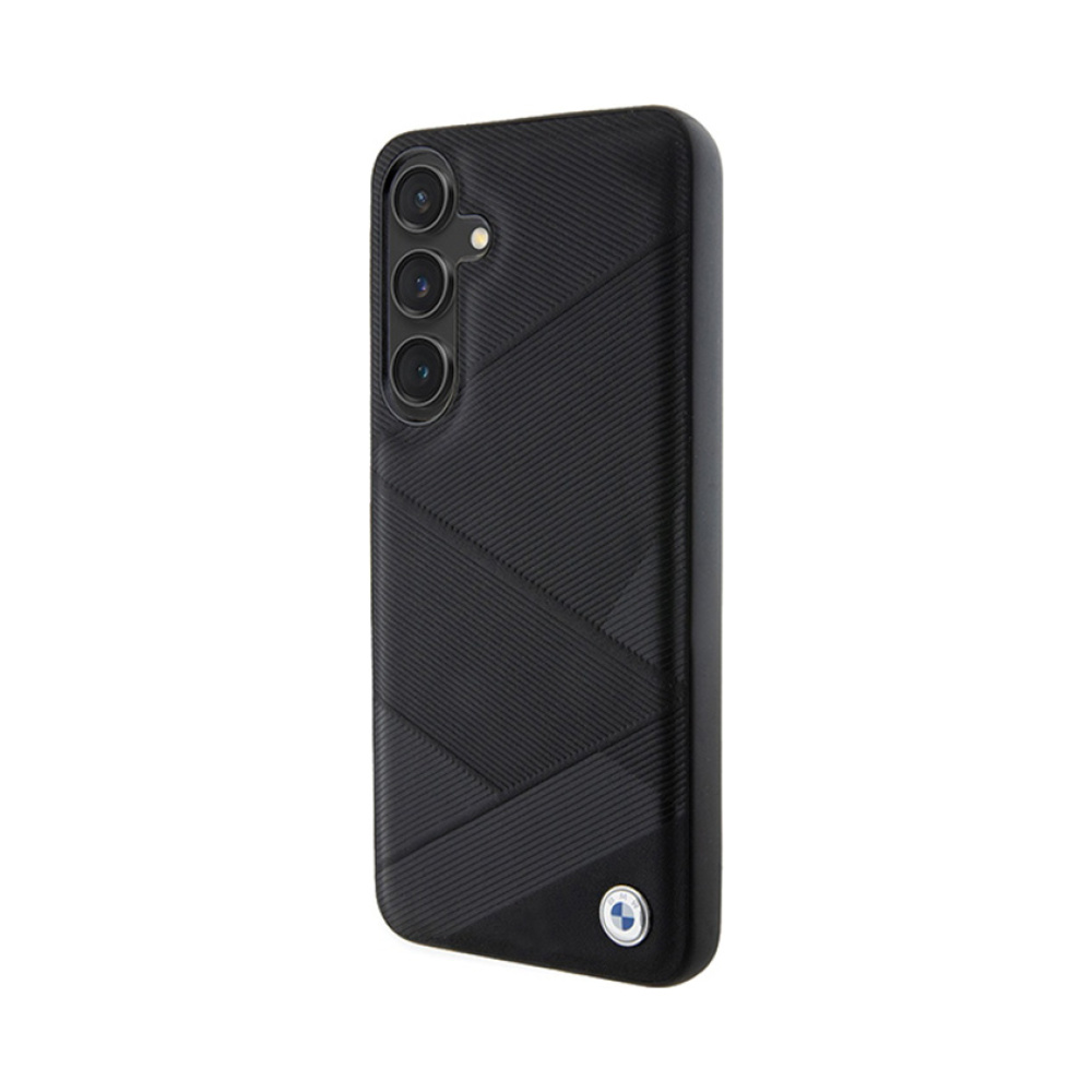 Coque Galaxy S24 BMW Signature Leather Crossing Lines Pattern noire — visuel 2