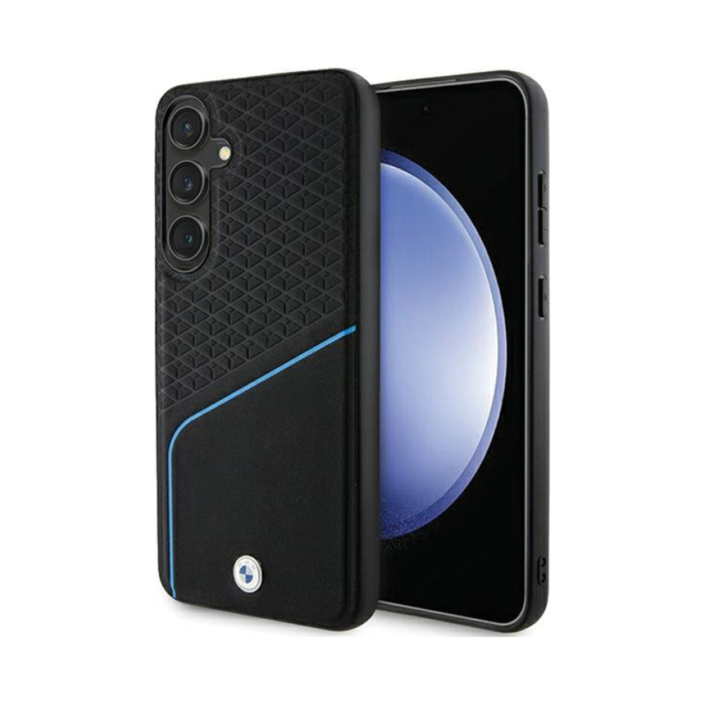 Coque Galaxy S24+ BMW Signature Leather Textured & Line MagSafe noire