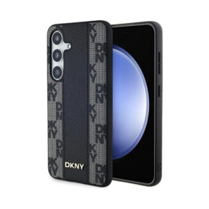 Coque Galaxy S24+ DKNY Leather Checkered Mono Pattern MagSafe noire