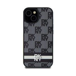 Coque Galaxy S24+ DKNY Leather Checkered Mono Pattern & Printed Stripes - Samsung noire