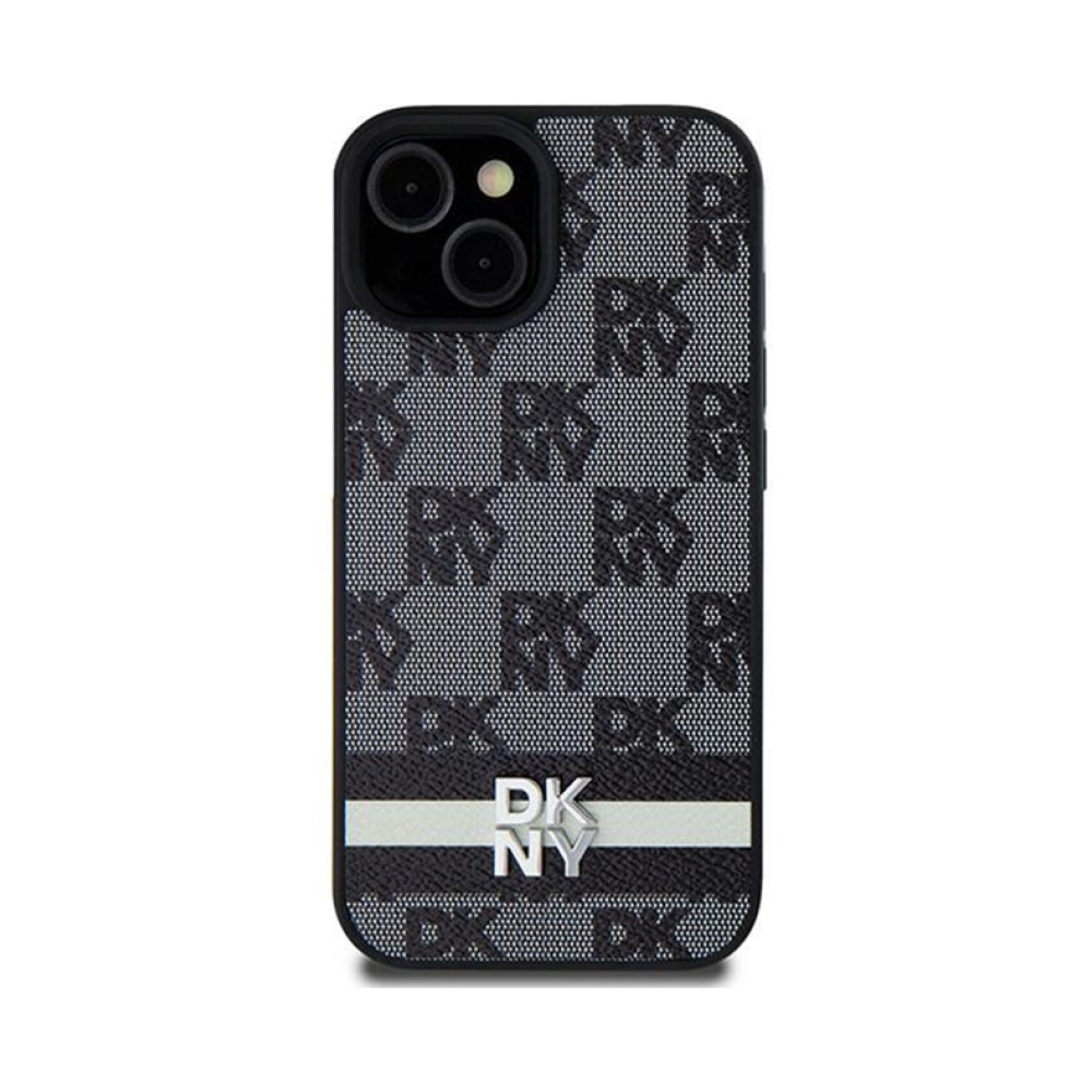 Coque Galaxy S24+ DKNY Leather Checkered Mono Pattern & Printed Stripes - Samsung noire