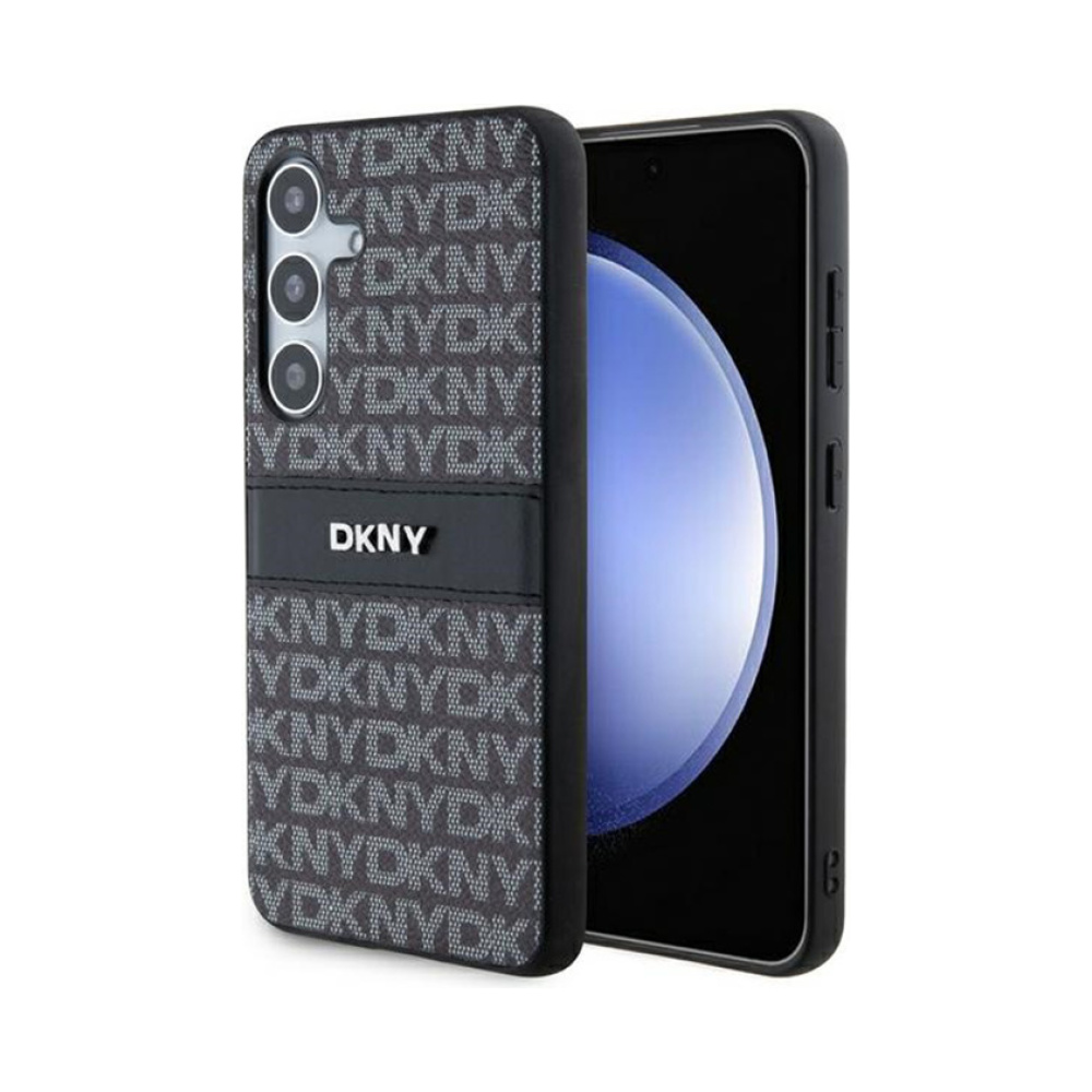 Coque Galaxy S24 DKNY Leather Mono Stripe & Metal Logo - Samsung noire