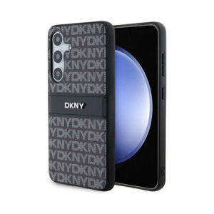 Coque Galaxy S24+ DKNY Leather Mono Stripe & Metal Logo - Samsung noire