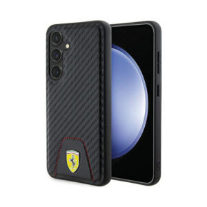 Coque Galaxy S24 Ferrari Carbon Stitched Bottom noire