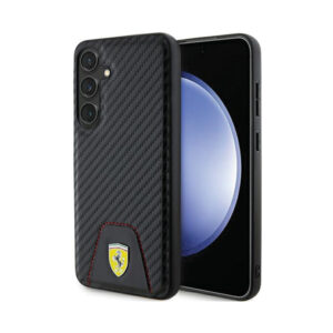 Coque Galaxy S24+ Ferrari Carbon Stitched Bottom noire