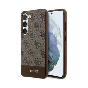 Coque Galaxy S24+ Guess 4G Bottom Stripe Metal Logo Collection - Samsung brune