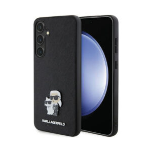 Coque Galaxy S24 Karl Lagerfeld Saffiano Karl & Choupette Metal Pin - Samsung noire