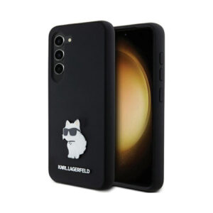 Coque Galaxy S24 Karl Lagerfeld Silicone Choupette Metal Pin noire