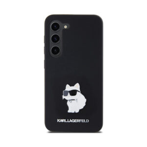 Coque Galaxy S24 Karl Lagerfeld Silicone Choupette Metal Pin noire — visuel 3